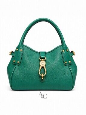 Dooney & Bourke Belvedere Logo Lock Satchel Jade Green Pebble Leather Medium Bag